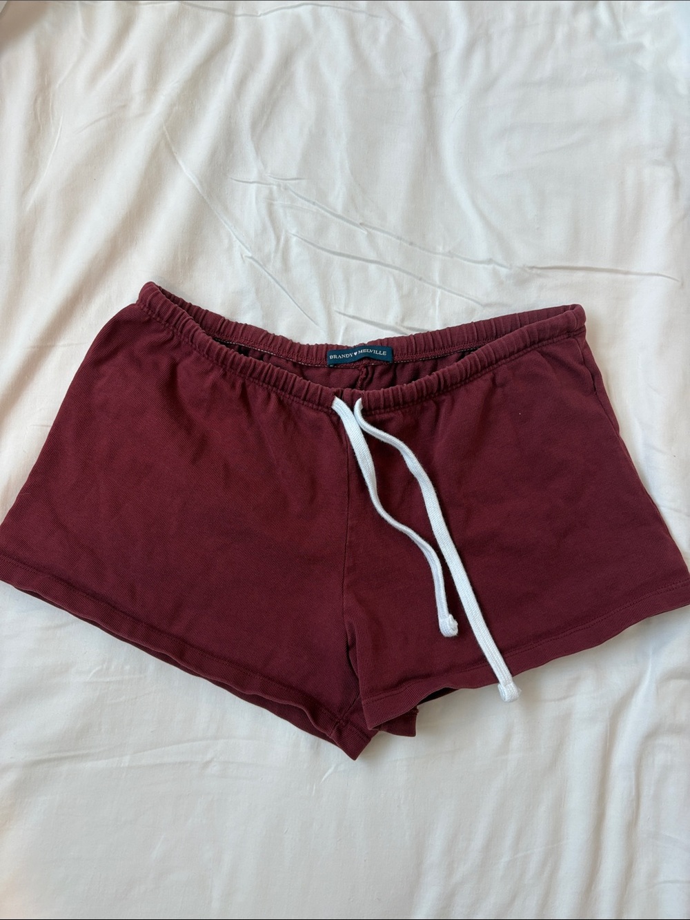 Brandy Melville Maroon Elastic Waist Drawstring Shorts